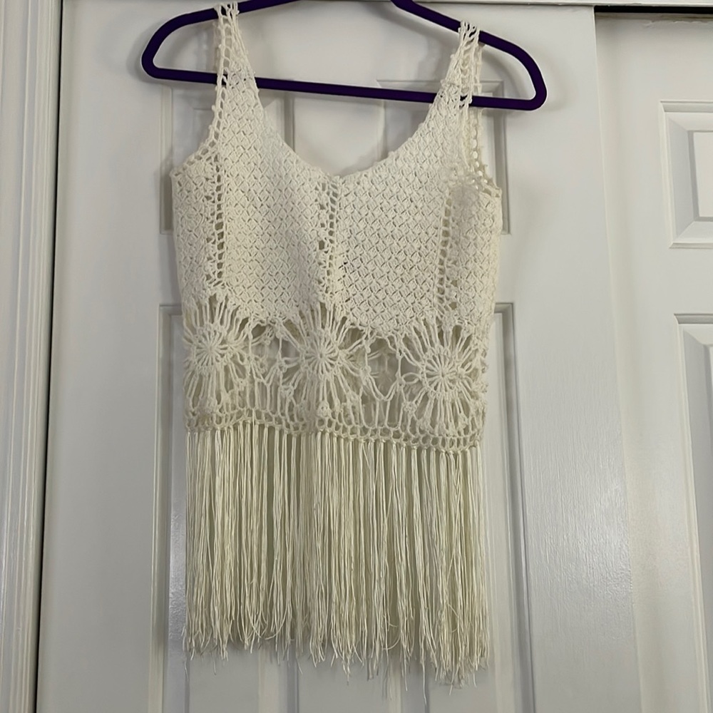 Crochet fringe top